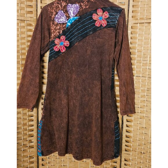 Rising International Floral Patchwork Long Hooded Boho Jacket M - Picture 4 of 5